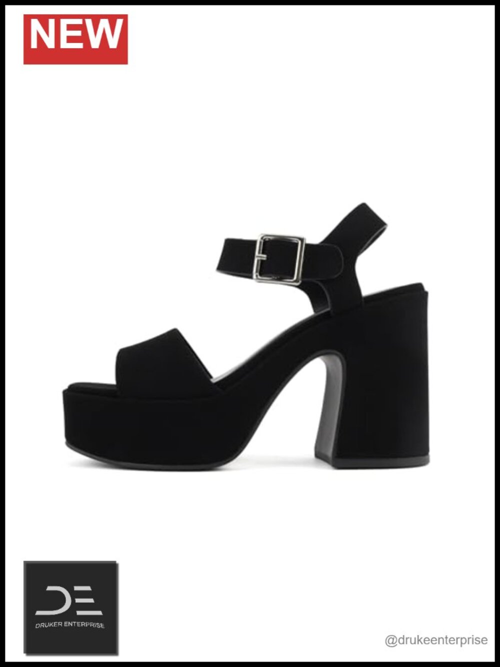 Women Open Toe Ankle Strap Platform Chunky High Heeled Sandal